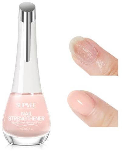 SUPWEE Nude Pink nagellack, snabbtorkande nagelhärdare spårfyllare | För svaga och spröda naglar, oljebaserade, glänsande, utan UV-lampa, stärker struktur 16 ml