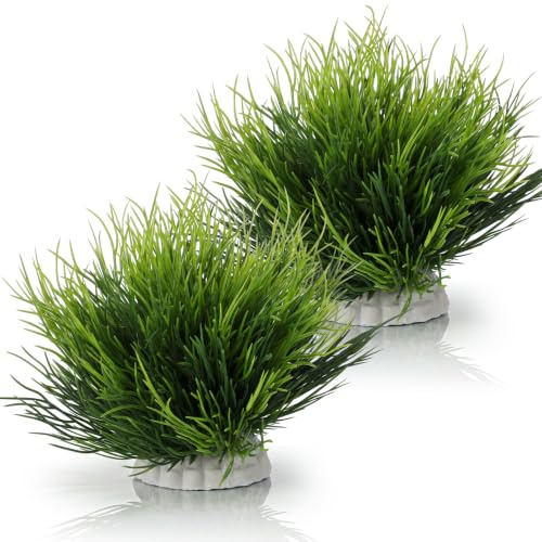 Abeillo 2 PCS Plastic Realistic Fish Tank Decor Plant Artificial Aquarium Plants Fake Natural Style Aquarium Decorations Plants Fish Tank Accessories
