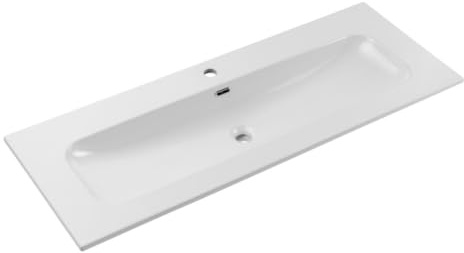 Lavabo XL da incasso LARGO 120 cm in ceramica bianca lucida
