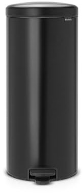 Brabantia - Poubelle 30l Newicon - Poubelle à Pédale avec Seau en Plastique - Grande Poubelle Base Antidérapante - Poubelle de Cuisine Hygiénique et Anti Odeurs - Poubelle Noir Mat
