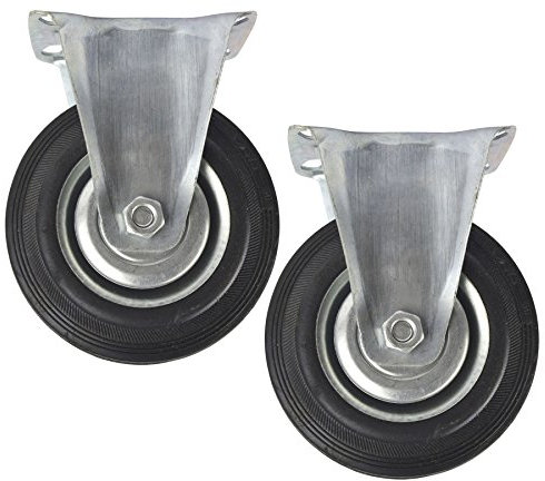 4 (100mm) Rubber Fixed Castor Wheels Trolley Furniture Caster (2 Pack) CST03