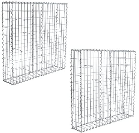 Estexo Spiral Steingabionen, Gabione, Steinkorb, Wand, Drahtkorb, Mauer (2 Stück 100x100x20 cm)