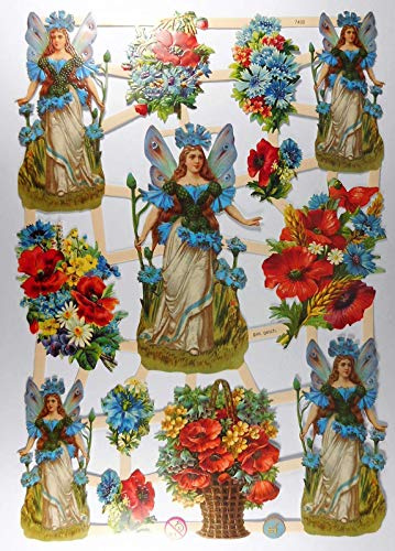 Glanzbilder EF 7402 Fairy Fee Schmetterling Blume Korb Posiebilder Deko GWI 641