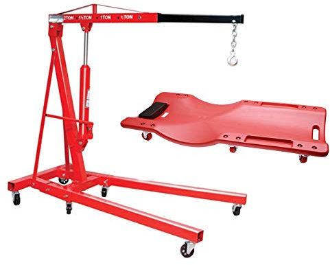 Herkules Werkzeuge Werkstattkran Kran 2000 kg + KFZ Montagerollbrett Rollbrett Montageliege