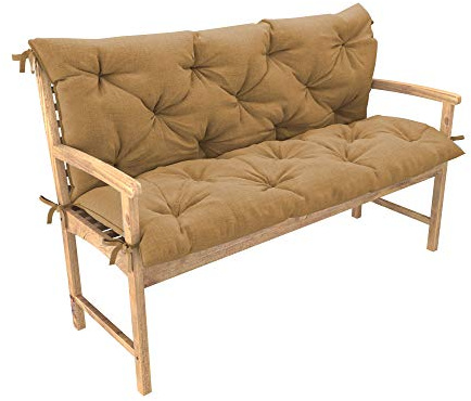 chilly pilley Cuscino Trapuntato Per La Panca Per Lo Dondolo In Due Parti Cuscino Per Mobilli Da Giardino Con Schienale Con Lacci Ampia Scelta Delle Dimensioni E Di Colori (100x50x50, Camel)