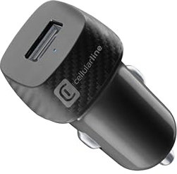 Cellularline - USB Car Charger 12W - Caricabatteria da auto USB 12W - Adattatore Automatico Prese Accendisigari 12V/24V - Protezione da Sovraccarichi e Cortocircuiti - Nero