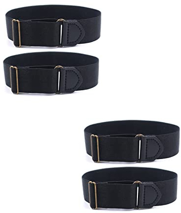 Mnixy Lot de 4 Porte-Manches pour Chemise Bracelet, Noir, 2.5cm Taille Unique