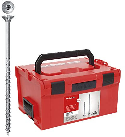 fischer L-Boxx PowerFast II, 3.400 x PowerFast II Spanplattenschrauben in versch. Abmessungen mit Senkkopf, TX-Antrieb & Teilgewinde, für eine schnelle und flexible Verarbeitung, inkl. ProfiBit Set