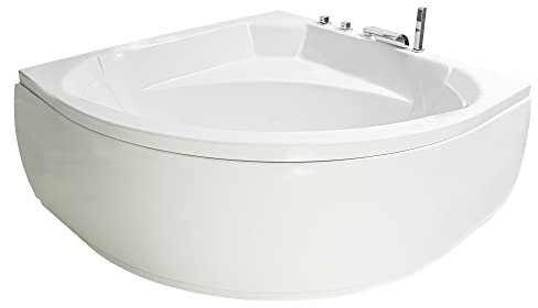 Basera® Eck-Badewanne Korfu 155 x 155 cm mit Wasserfall, LED-Ambiente und Kopfstützen