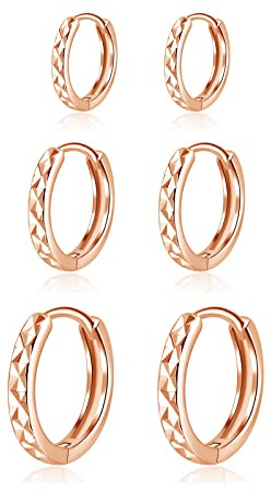 Josfeva Creolen Silber 925 Ohrringe, 925 Sterling Silber Damen Creolen Ohrringe Set, 3 Paare Klein Schlafen Creolen Ohrring Set, Silber Unisex Creolen Kreolen Ohrringe Set in 10, 12, 14mm
