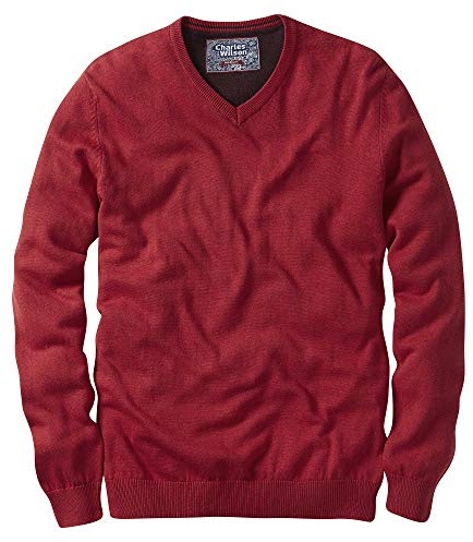 Charles Wilson Maglione Fine Maglia Scollo a V per Uomini (S, Red (0422))