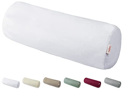 beties BasicSoft Housse de traversin XL - Environ 25 x 70 cm - 100 % jersey de coton - Pour dossier/jambes - Pour le stockage de la grossesse - Blanc pur