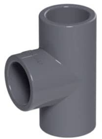 PVC Grey Metric Plumbing Fittings Pipe Tubing for Aquarium Fish Tank Pond Solvent Weld Plumbing Connectors (Tee Piece, 50mm)