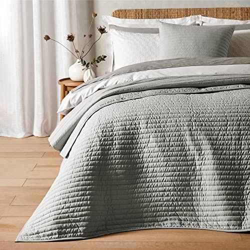 Bianca Fine Linens Bedroom Quilted Lines 220x230cm Bedspread Silver Grey