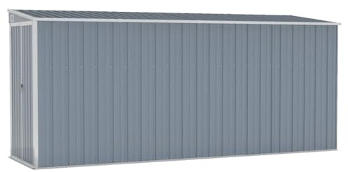 vidaXL Cobertizo de Jardín Mural Gris 118x382x178 cm Acero galvanizado