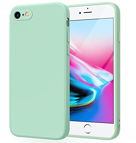 Wanme fodral för iPhone SE 3/2 (Modell 2022/2020), iPhone 8/7 fodral, ultratunt mjukt genomskinligt silikonfodral, komplett skyddsfodral för iPhone 8/7/SE (ljus cyan)