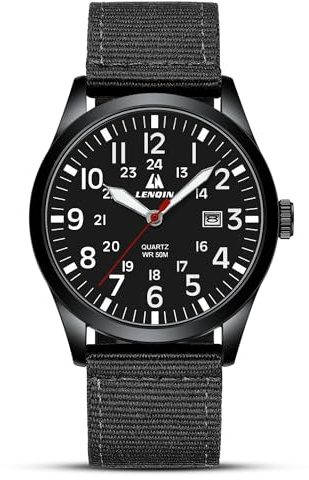 LN LENQIN Reloj Hombre Relojes Militar Campo Reloje Analógicos De Cuarzo para Hombres Relojes De Pulsera Impermeables con Fecha Correa De Nailon Reloj Deportivo Táctico Militar