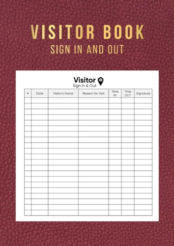 Visitor Book Sign In and Out: Visitor Register Log Book for Recording Guest Sign In and Sign Out, Visitor's activity Recorder for Offices and Businesses, Track over 3000 Entries | Red Cover