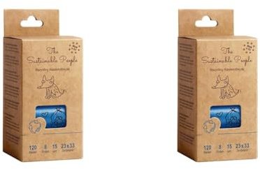 The Sustainable People TSP Recycling Hundekotbeutel - ressourcenschonend aus mind. 80% Post-Consumer-Rezyklat (PE) hergestellt - Groß, Stark (15 µm), Auslaufsicher (Packung mit 2)