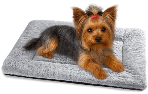 Baodan Washable Dog Bed for Small Dogs Cats, Soft Dog Crate Mattress Mat, Fluffy Comfortable Pet Beds Pad Cushion- S 60x45 cm, Grey