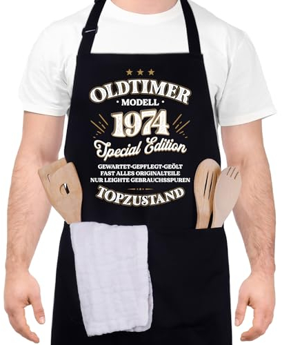Livdouyu 50 Geburtstag Mann, Geschenke zum 40/50/60 Geburtstag Mann, Grillschürze für Männer Lustig, Wasserdichte Grillschürze Küchenschürze, Männer Geschenkideen