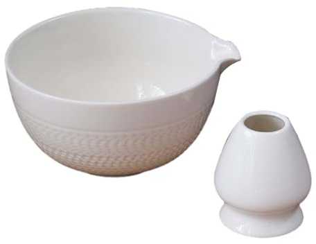 rockible 2 Stück Keramik Matcha Schalen, 500 Ml, Keramik Matcha Schale, Teeschale mit Ausgießer, Weiß