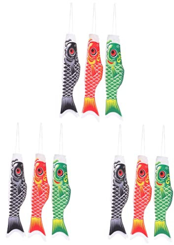 INOOMP 9stücke Japanische Windsock Bunte Dekoration Für Garten Terrasse Party Design Für Außenbereich Windspiel Für