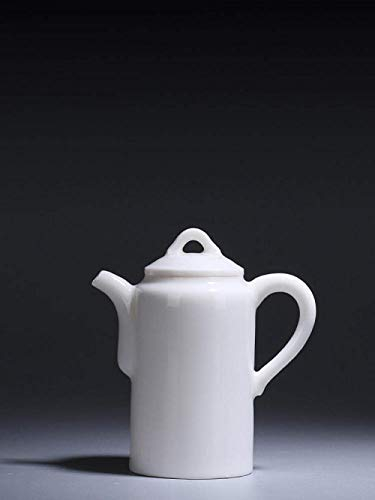sjdoPulse Théière avec Passoire Théière en Porcelaine Blanche Théière Simple Service À Thé Fait À La Main Théière Graisse De Mouton Théière Droite