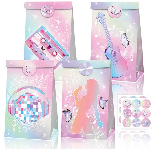 Roaring Good Time Dreamy Singer Popcorn Box Singer Theme Party Favor Bags Singer Theme Birthday Party Supplies Bags Candy Treat Bag for Birthday Wedding Bridal Shower