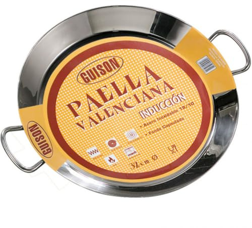Guison Poêle à paella à induction en acier inoxydable 18/10 Ø 36 cm