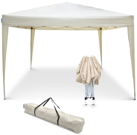 Goodyear - Carpa Plegable de Jardín 3x3m, Cenador Exterior de Acero Robusto, Impermeable con Protección UV30+, Gazebo Plegable para Eventos y Terraza, Incluye Bolsa de Transporte y Estacas (Beige)