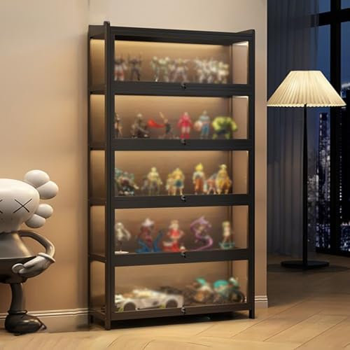 CTREVL Glasvitrine Stehend, Multifunktionale Staubdichte Glasvitrine, Sammlervitrine Vitrinenschrank, Versiegelt und Staubdicht, Leicht zu Reinigen, für Schlafzimmer, Wohnzimmer(50x32x171cm)