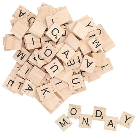 100 Piezas Letras de Madera,con Numeros,Letras Madera A a Z | Azulejos de Letras de Madera Pequeñas,para Manualidades,Regalo,Decoración,Aprendizaje,Ortografía,20 x 18 x 4mm