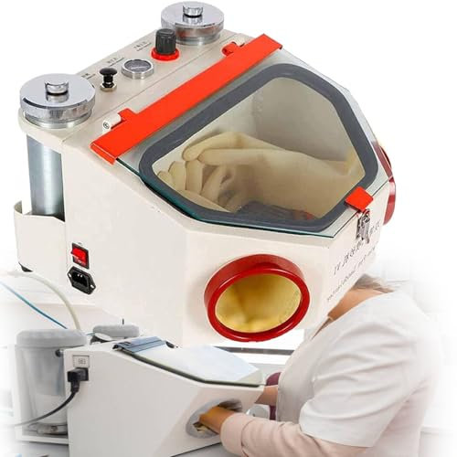 SandstrahlgeräT für Dentallabore, Doppelstift-FeinsandstrahlgeräT, mit FußPedalsteuerung, 2 Stifte + 2 Tanks, SandstrahlgeräT FüR Dentallabore, Led-Licht Und SandstrahlgeräT Mit GroßEm Sichtfenster