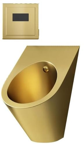 DDZJTPP Edelstahl Home Badezimmer Toilette, Herren Urinal mit Sensor Spülventil, Kommerzielle Männer Erwachsene Urinal Badezimmer Toilette, Geeignet für Badezimmer, Hotel, Einkaufszentrum,Gold