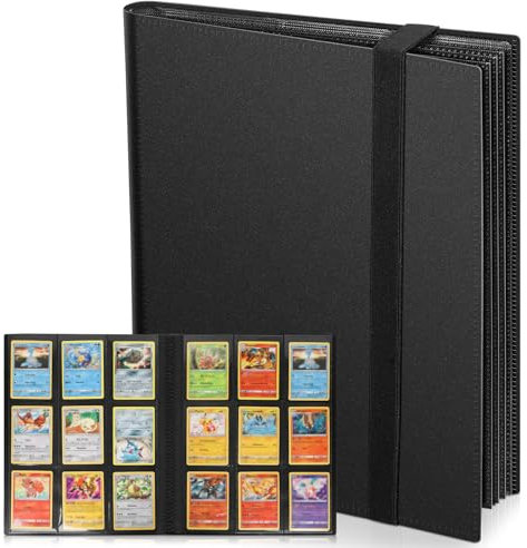 VYYTYYA Raccoglitore Carte da Gioco, 24 Fogli 432 Tasche, Album Carte Collezionabili con Apertura Laterale, Binder Carte Doppio Lato per TCG, MTG, Carte da Sport (nero)