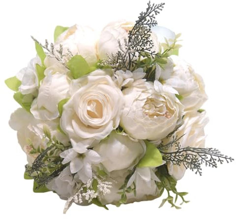 MEAKTSMI Bouquet di nozze da sposa con bouquet di rose artificiali per la distorsione della damigella d'onore San Valentino