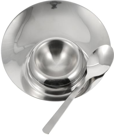ULTECHNOVO Portauovo in Acciaio Inossidabile Con Cucchiaino Supporto Stabile Per Uova Sode e Coque Resistente Al Calore e Alla Corrosione Accessorio Elegante Per Cucina Contemporanea