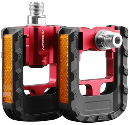 KABON Folding Bike Pedals, Bicycle Foldable Pedals with Aluminum, Universal 9/16 inch Non-Slip Cycling Pedals for Folding Bike, BMX Bike, Road Bike, Mountain Bike MTB (New Red)