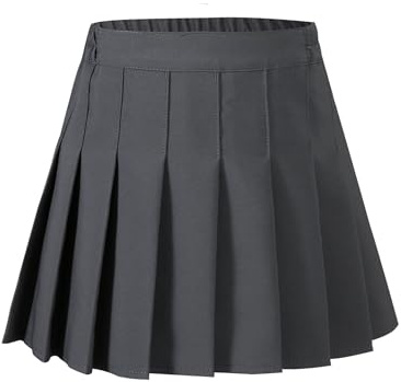 Citridarll Little Girl Pleated Tennis Skirt with Short Kid Athletic Uniform Skorts Sport Skirts, 160, 11-12 Years, Dark Grey