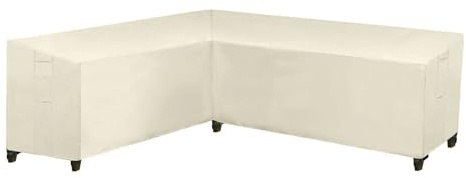 BUAOGDVG Garden Sofa Covers 420D Oxford Waterproof L-Shaped Outdoor Corner Sofa Cover Dustproof Anti-UV for Garden Furniture Cover(Beige,215x215x87x80cm)