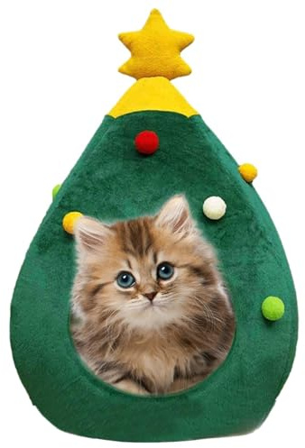 Casetta Per Gatti Sull'albero Di Natale – Cuccia Festosa Per Animali Domestici, Calda Portatile Per Gatti, Comodo Rifugio Invernale Per Dormire, Morbida Struttura A Per Animali Domestici |