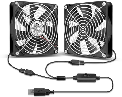GDSTIME Lot de 2 ventilateur usb 140mm Ventilateur PC 140mm USB 5V Réglable | USB Fan 140mm 3 Vitesse Réglable pour Ordinateur Routeur Meuble