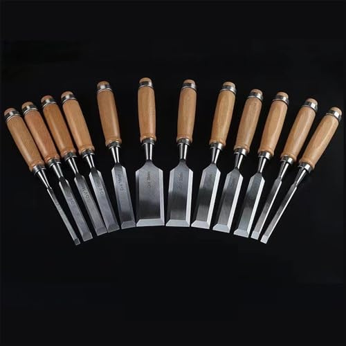 PLMNBQWE 12-Piece Wood Chisel Set for Woodworking - 6mm to 38mm Firmer Chisels for Mortise and Hand Tools