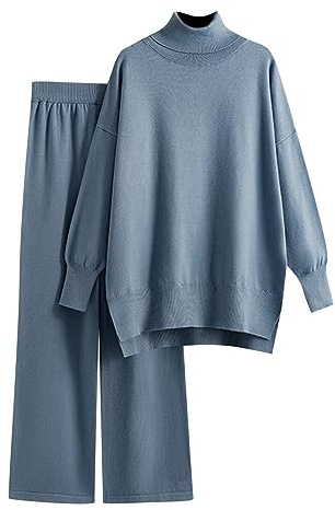 Vhersily 2026 Tute da Donna in Cashmere, Maglione Dolcevita Lavorato A Maglia, Set Due Pezzi, Tailleur Pantalone con Coulisse Loungewear Autunno Inverno Morbido e Leggera Completo Casa Streetwear