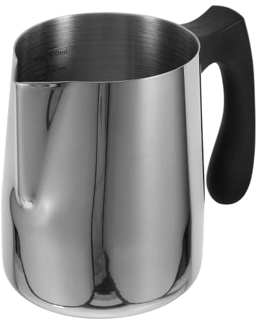 NOLITOY Pichet Mousseur Lait Inoxydable 600ML avec Poignée Plastique et Marquages Précis, Pichet Latte Art Résistant pour Café, Pâtisserie et Fabrication de Bougies