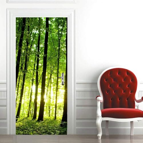 TACOKI Türtapete Selbstklebend Türposter Wald Türbekleben Landschaft Türbilder, 3D Effekt Fototapete Türfolie Poster Türaufkleber Wandtattoo Tür Dekoration Stickers 85x200 cm 8202z