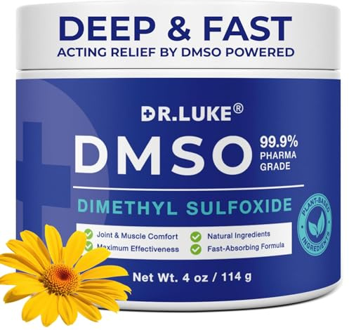 Dr. Luke Dmso Cream: 99.9% Pure DMSO Pharmaceutical Grade Cream with Arnica, Frankincense, Magnesium, Curcumin, Vitamin E for Topical Muscle, Joint Comfort - 1 Pack