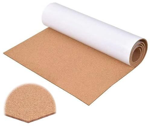 Gohytal Korkplatte Selbstklebend 300 x 40 cm, 1 mm dünne Korkrolle für DIY und Wanddekoration Flexibel Zuschneidbare Pinnwand für Fotos Notizen Bastelprojekte Naturkork