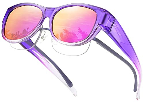 Überzieh Sonnenbrille Damen Polarisiert über Normale Brille Verspiegelt Herren TR90 Ultra Leicht Groß Mode Rund Fahrerbrillen